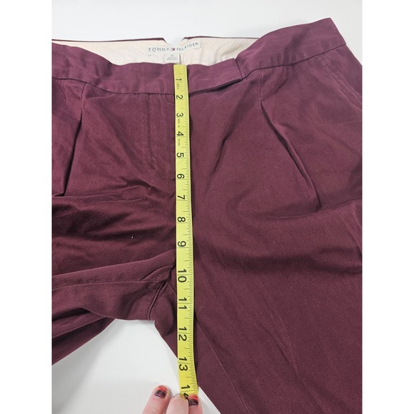 TOMMY HILFIGER Maroon Pleated Front Wide Leg Khaki Crop Ankle Pants Size 16 * - Picture 4 of 5